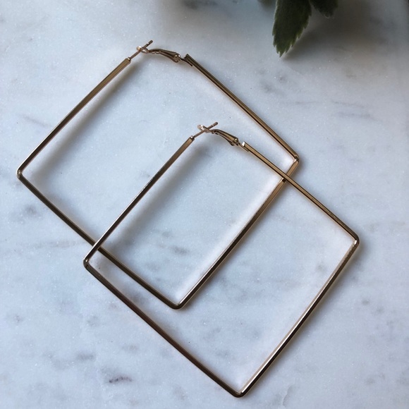 Oversized Geometric Square Hoops - Picture 2 of 5
